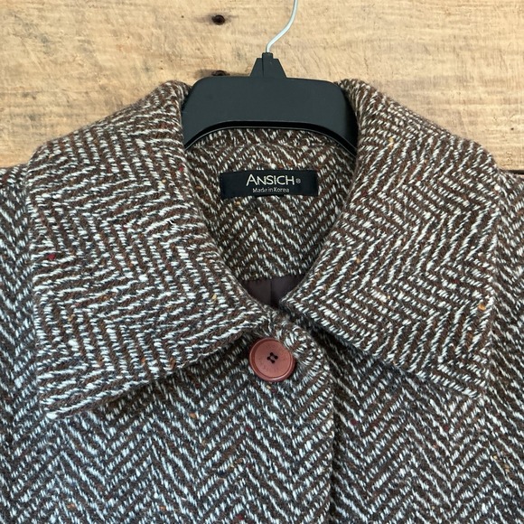 Vintage Ansich Women's 8-10? Brown Tweed Coat Korea Old Money Classic Preppy Y2K - Picture 5 of 10